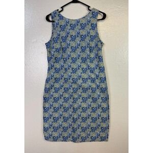 Expressions Women's Dress Sz Med Blue Floral Zipup Cottage Core Cotton